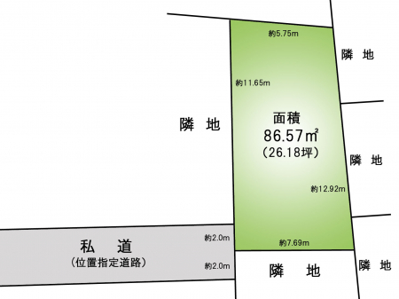 　価格１，７８０万円、土地面積86.57�u（約26.18坪）、古家付土地